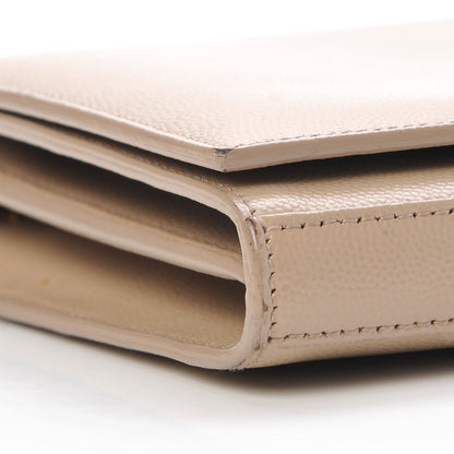 Saint Laurent Grain De Poudre Monogram Chain Wallet Dark Beige 8 of 10