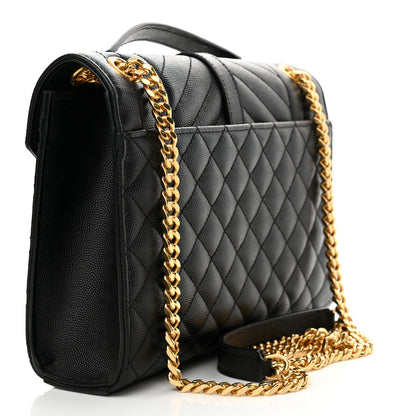 Saint Laurent Grain De Poudre Textured Mixed Matelasse Triquilt Medium Monogram Satchel Black 3 of 10