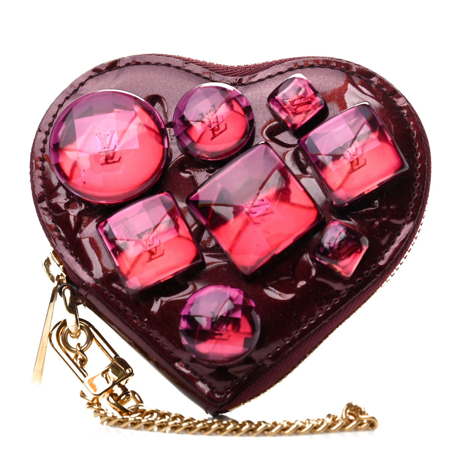 Louis Vuitton Vernis Embellished Coeur Heart Coin Purse Rouge Fauviste 1 of 7