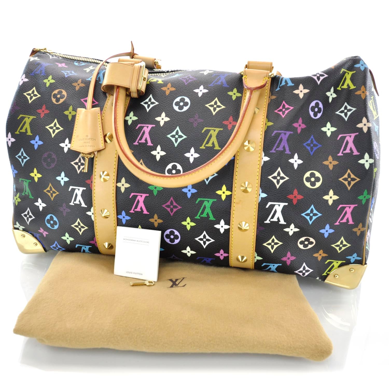 Louis Vuitton Monogram Multicolor Keepall 45 Black 3 of 9
