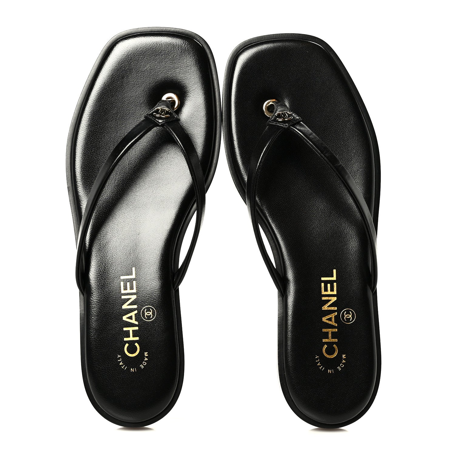 Chanel Lambskin CC Times Square Thong Sandals 38 Black 2 of 11