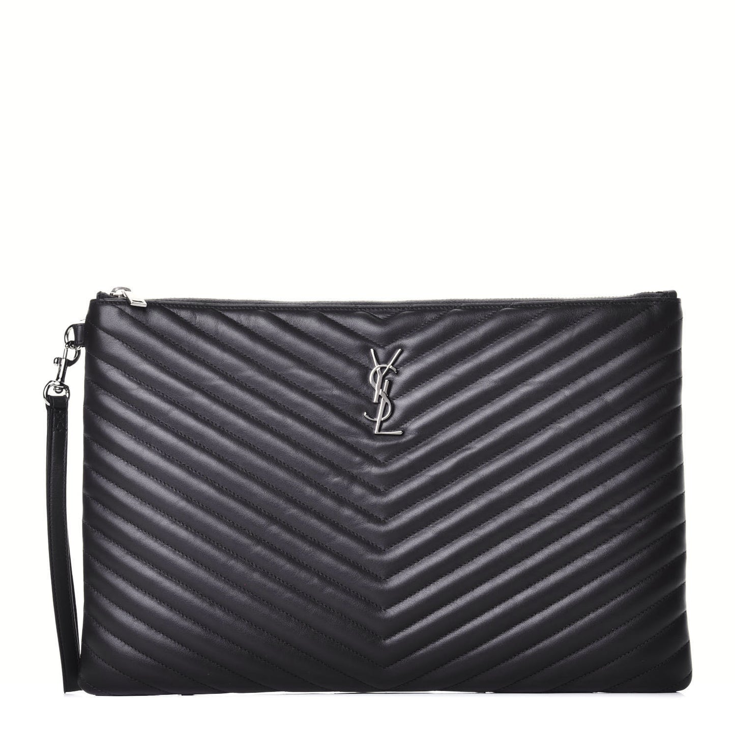 Calfskin Matelasse Chevron Cassandre Monogram Document Holder Coal