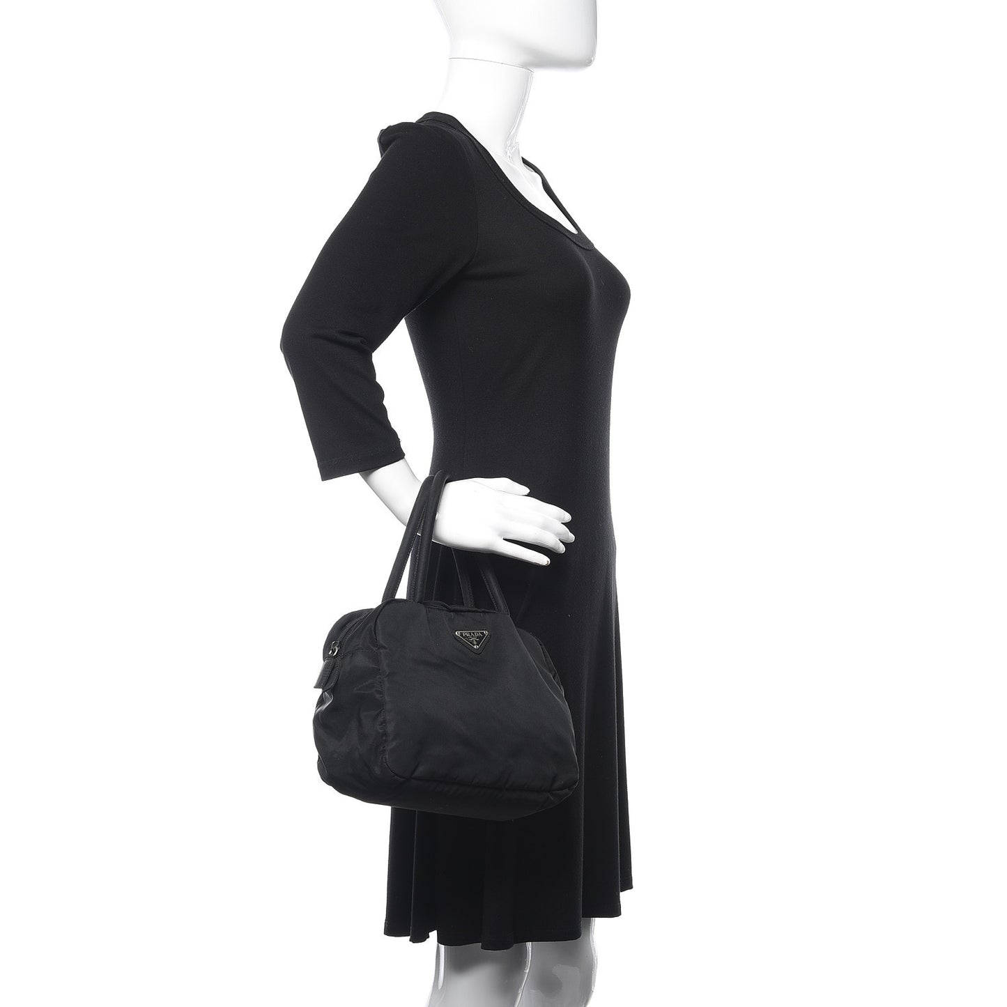 Tessuto Nylon Top Handle Bag Black