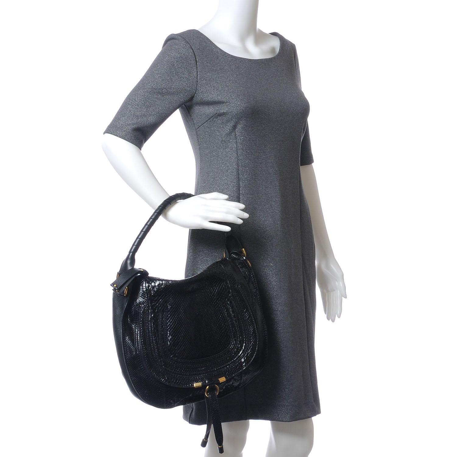 Chloe Python Medium Marcie Hobo Black 2 of 8