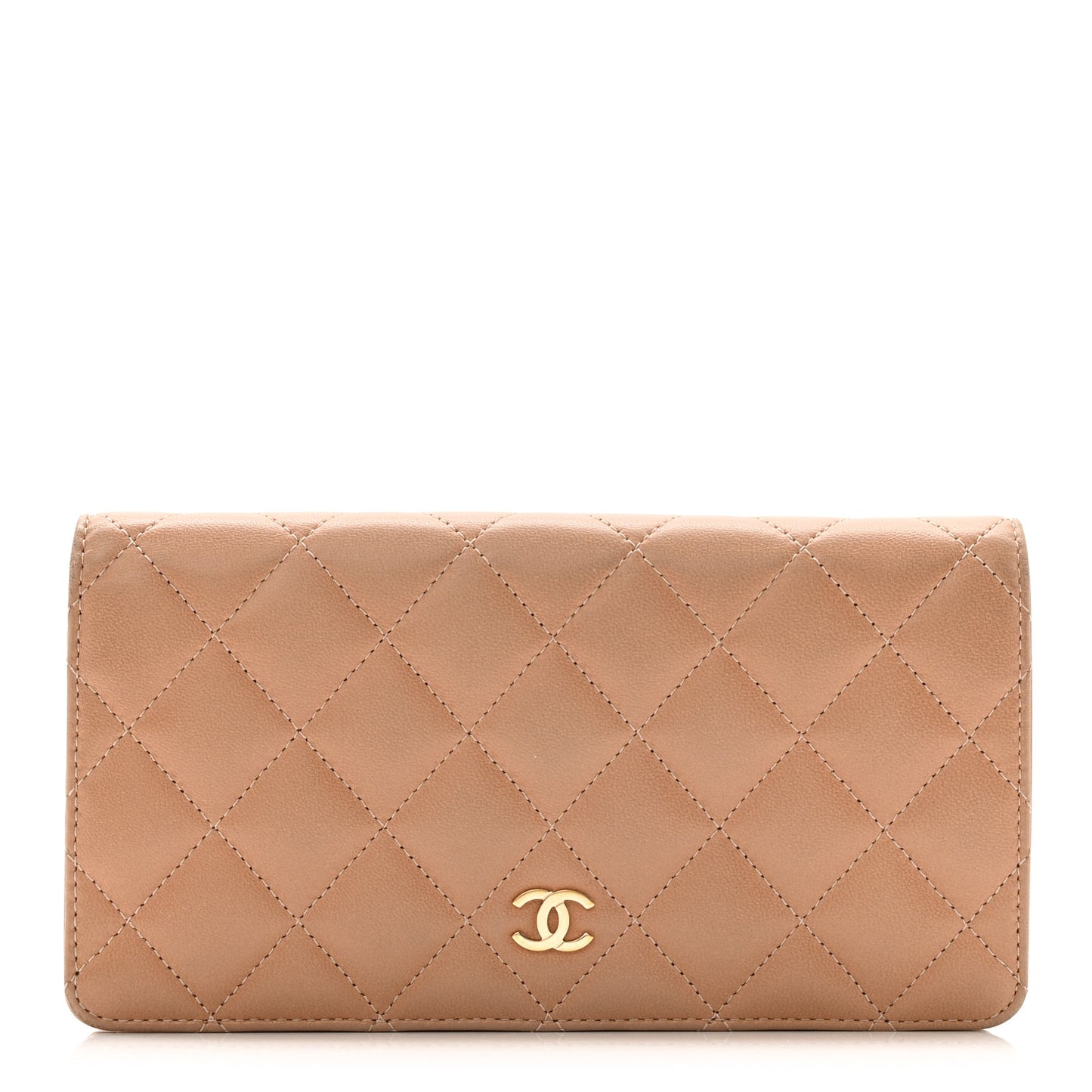Lambskin Quilted Yen Wallet Beige