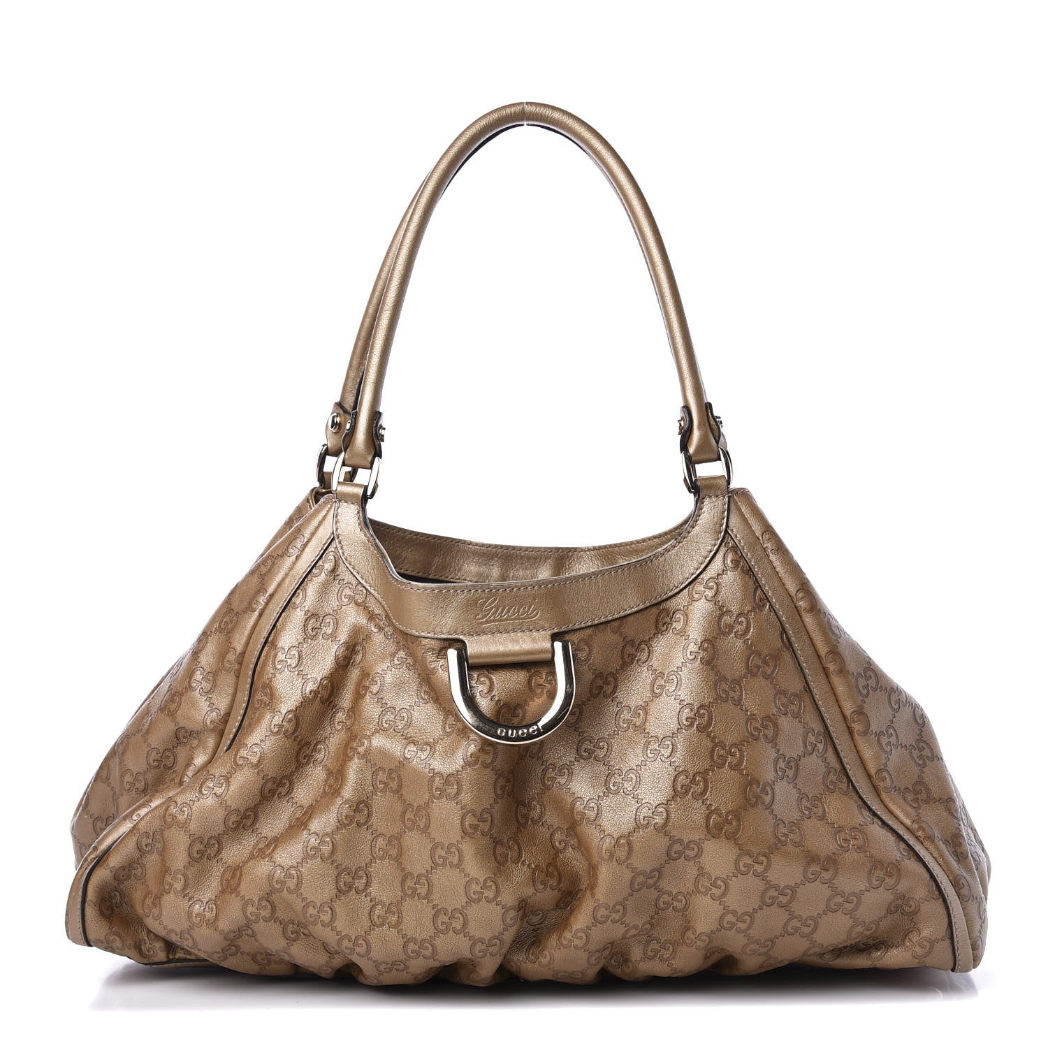 Gucci Guccissima Large D Ring Shoulder Bag Gold 1 of 10