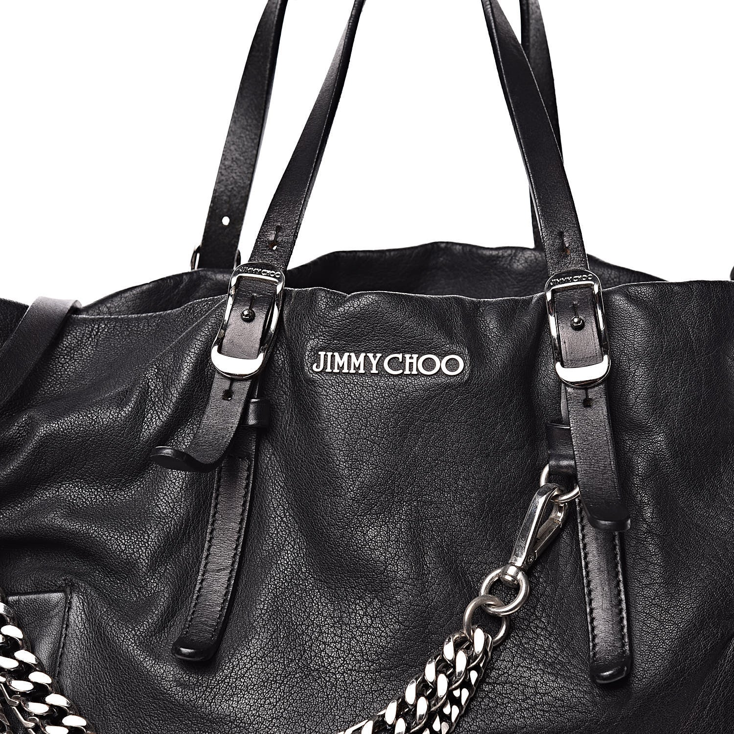 Jimmy Choo Lambskin Chain Embellished Blare Tote Black 15 of 15
