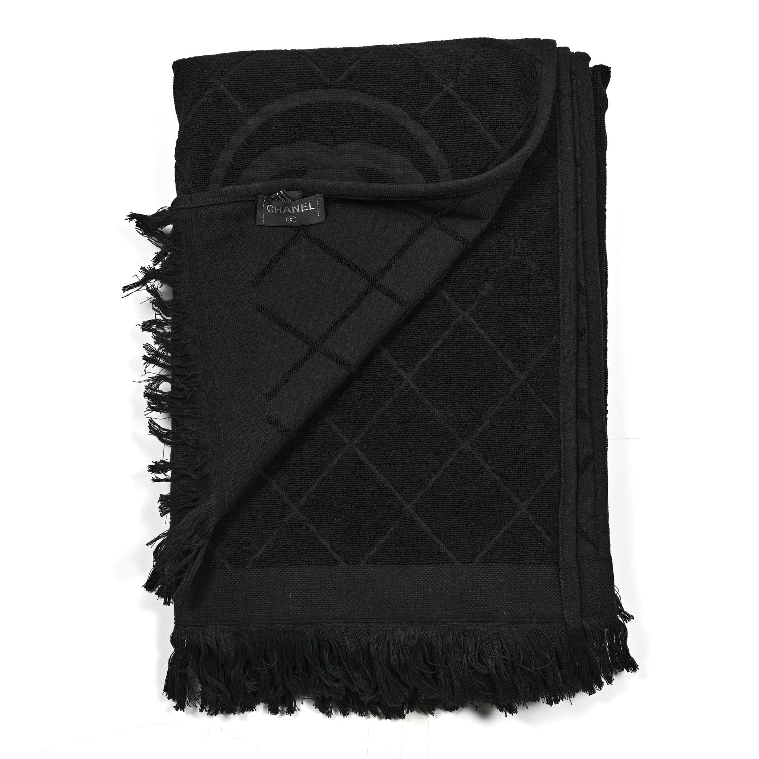 Chanel Terry Cotton CC Bath Towel Black 2 of 3