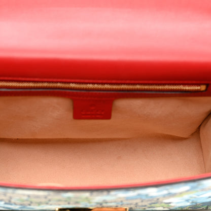 Gucci GG Supreme Monogram Blooms Medium Padlock Shoulder Bag Beige Blue Navy Hibiscus Red 5 of 10