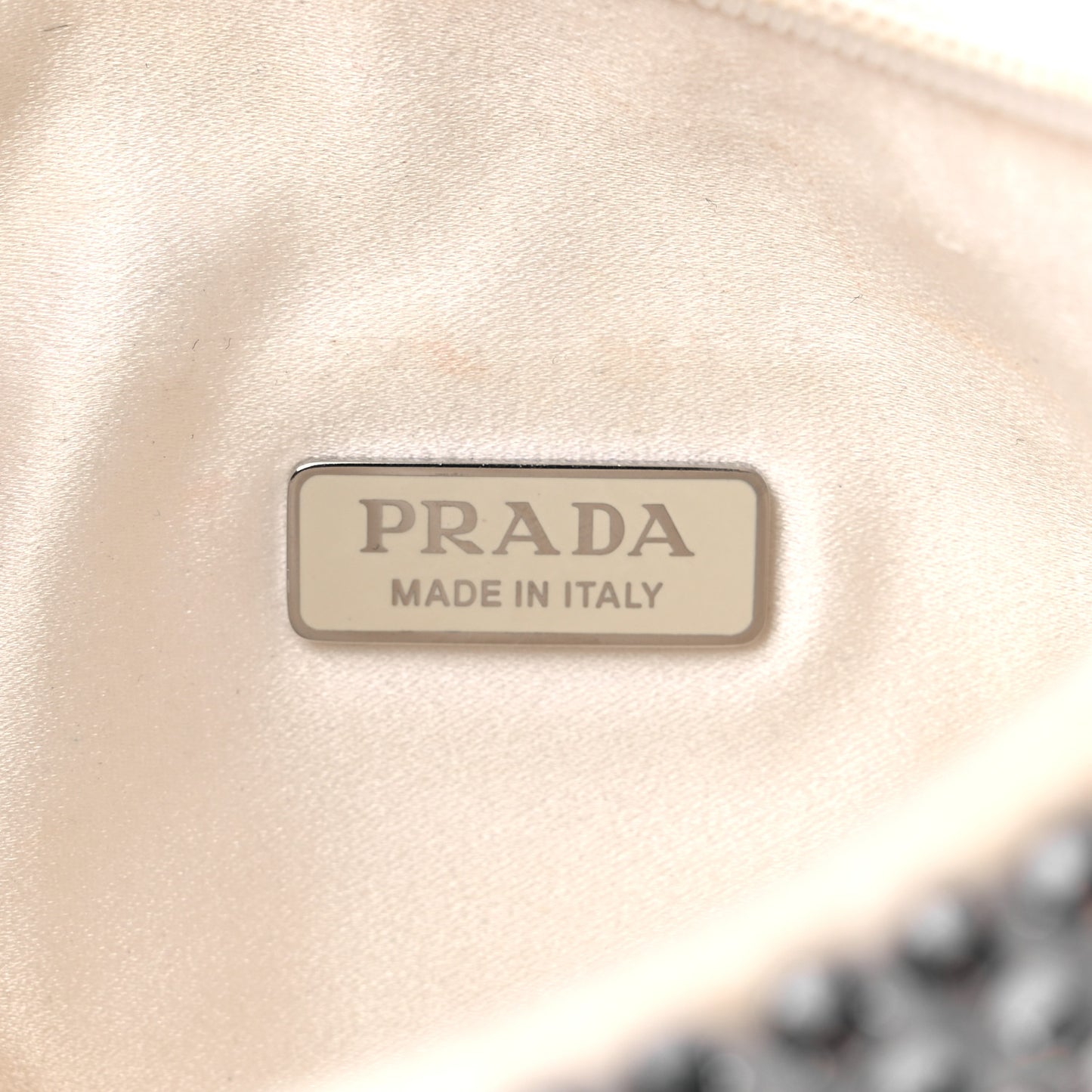 Satin Crystal Mini Re-Edition 2000 Bag White