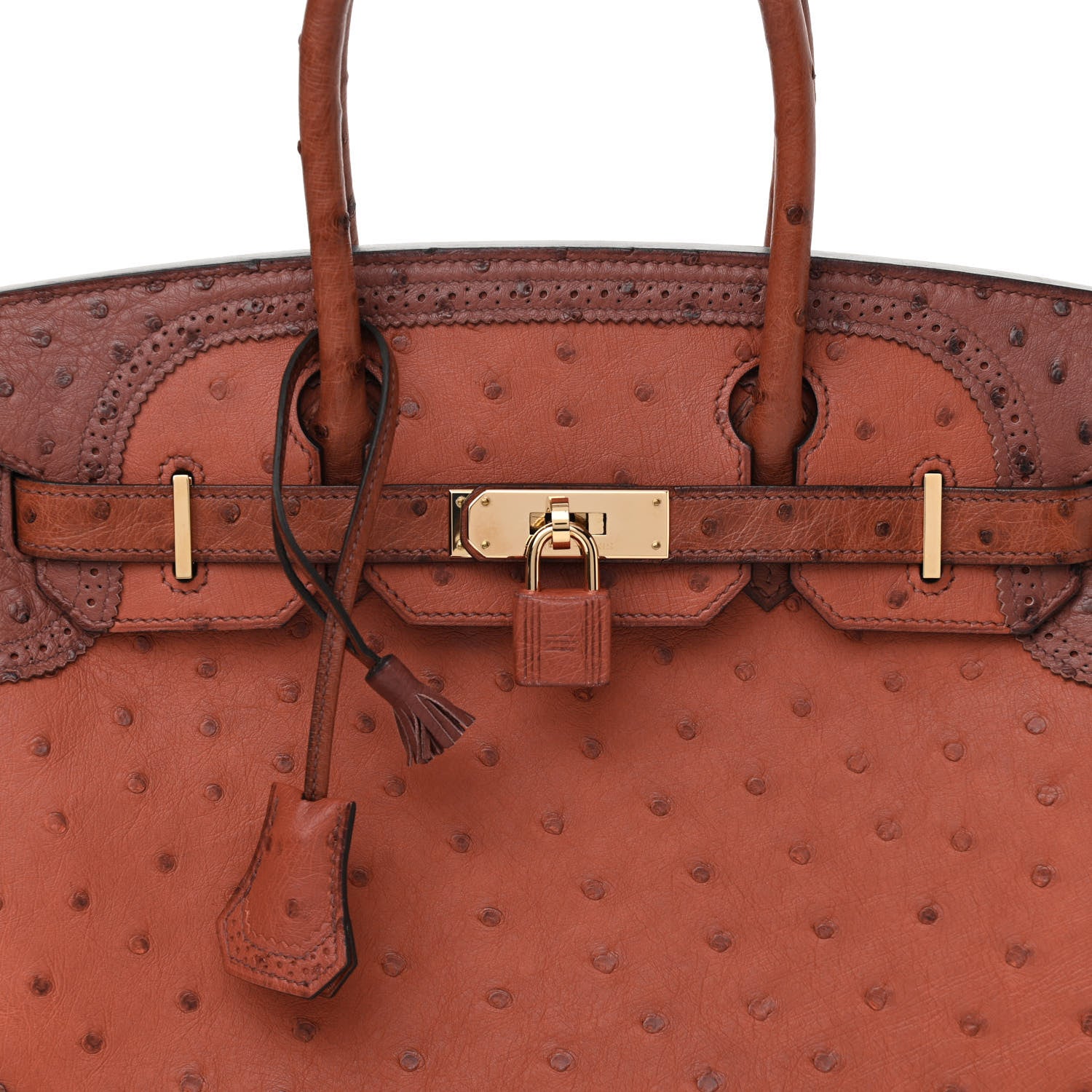 Hermes Ostrich Ghillies Birkin 30 Brique Rouge H 8 of 16