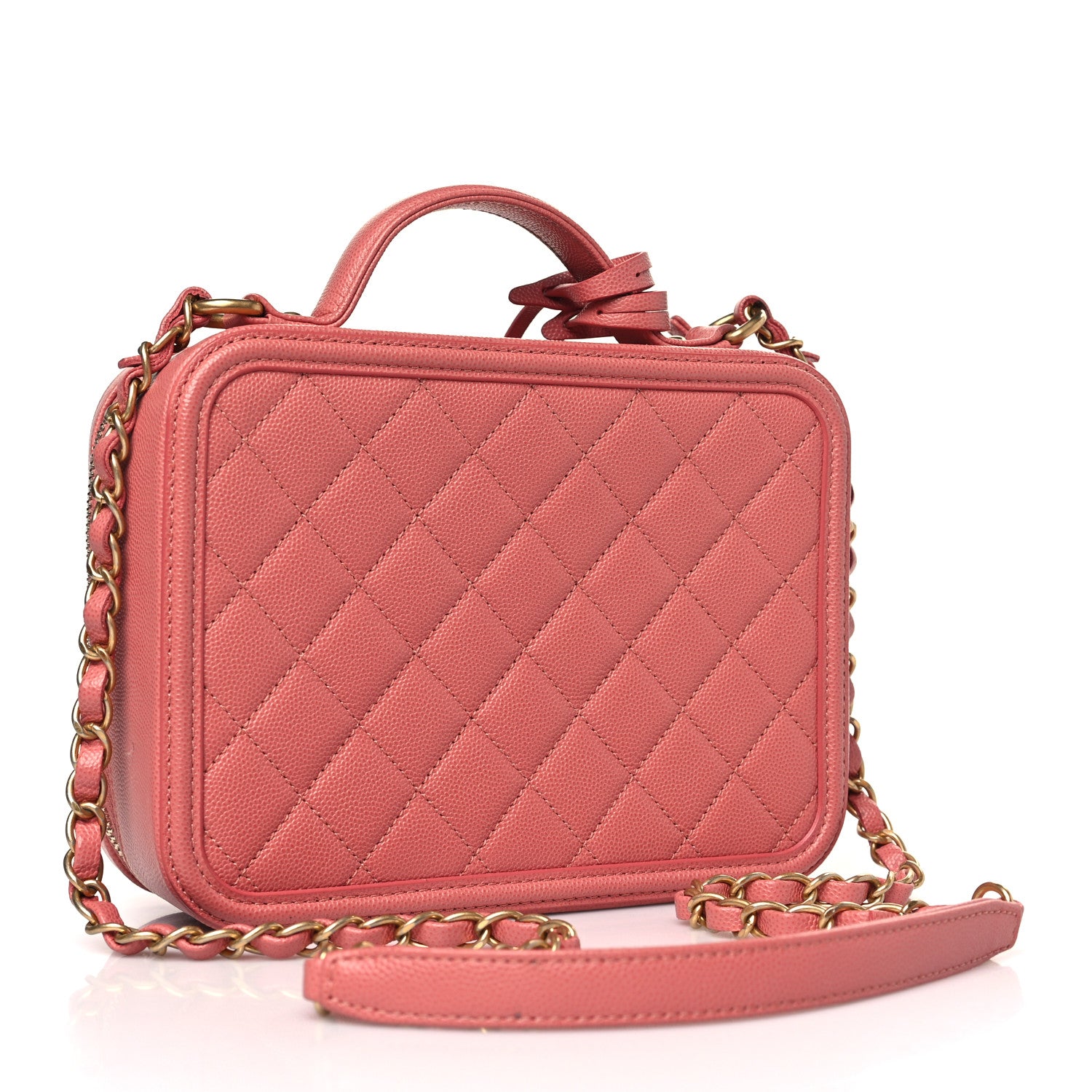 Chanel Caviar Quilted Medium CC Filigree Vanity Case Pink 3 of 9