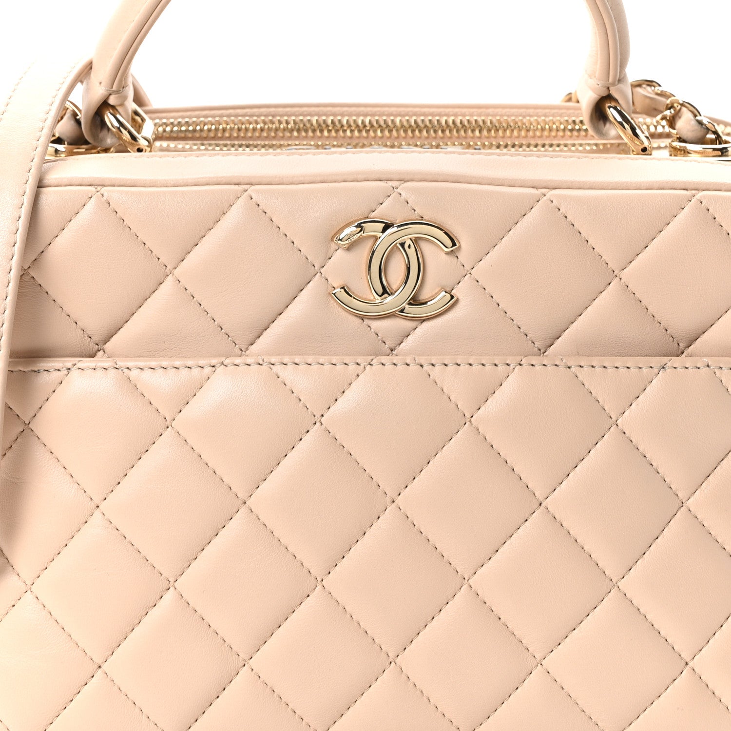 Chanel Lambskin Quilted Medium Trendy CC Bowling Bag Beige 8 of 10