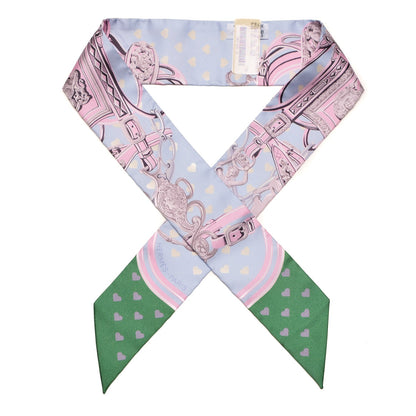 Hermes Silk Brides De Gala Love Twilly Bleu Ciel Parme Vert 1 of 6