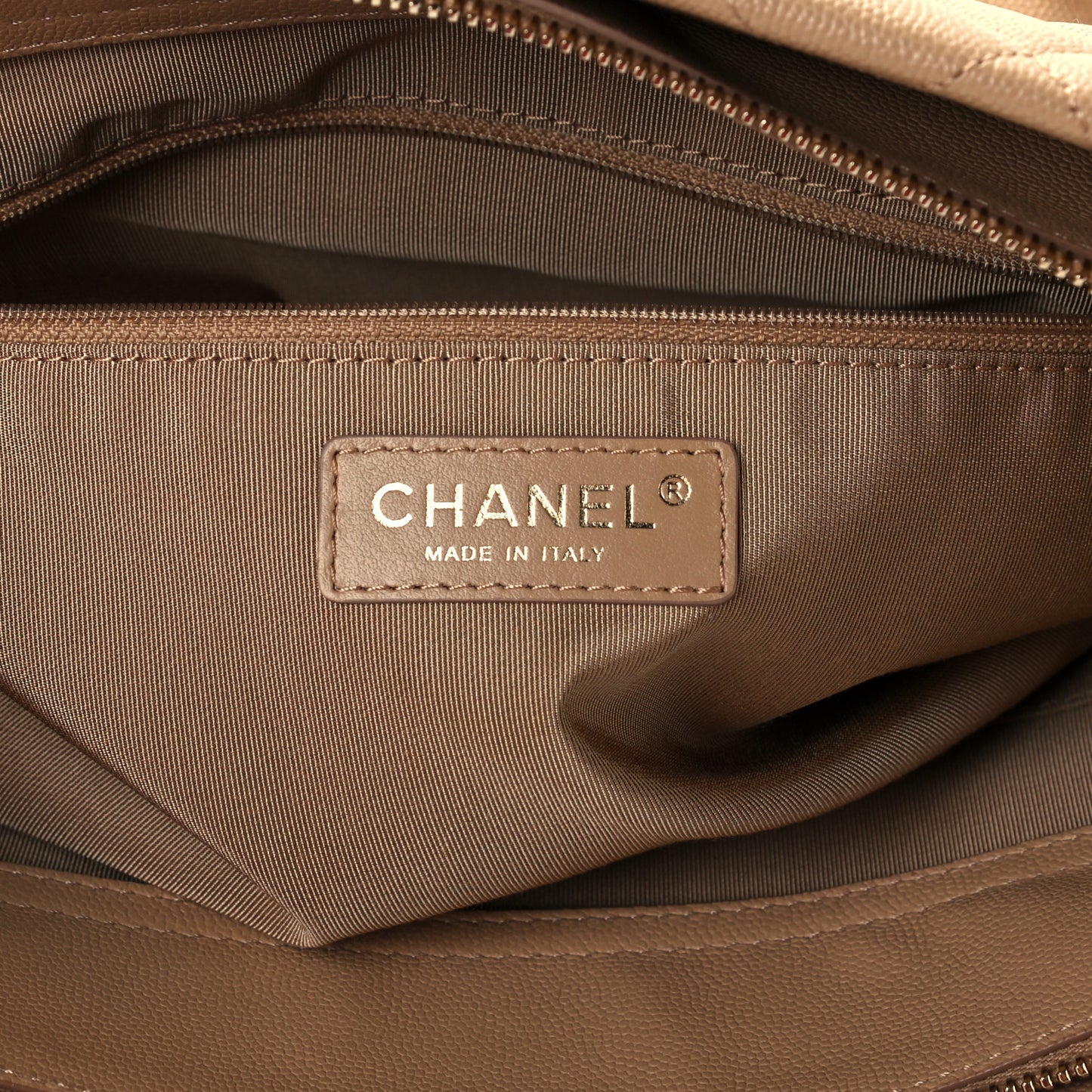 Caviar Quilted Rolled Up Tote Beige