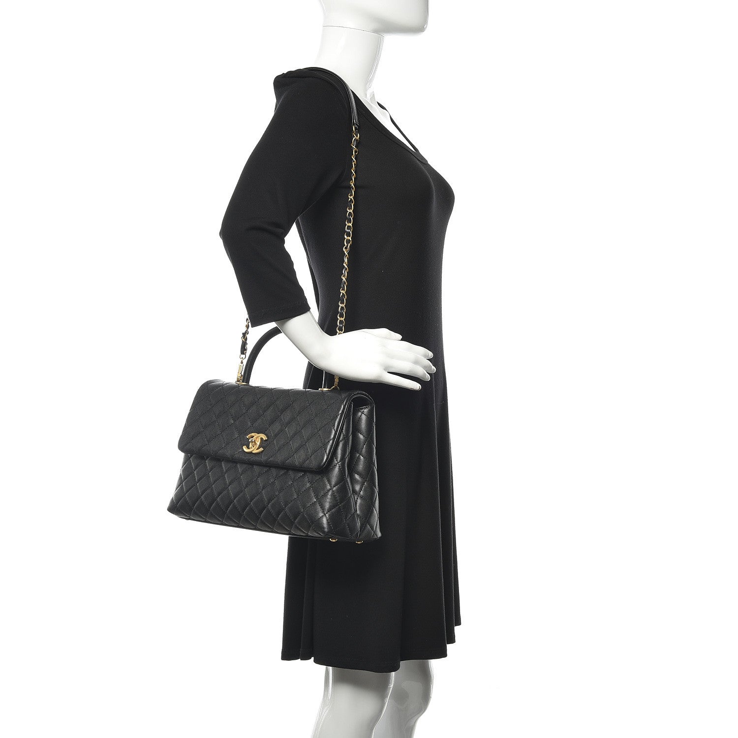 Chanel Caviar Quilted Medium Coco Handle Flap Black 2 of 13