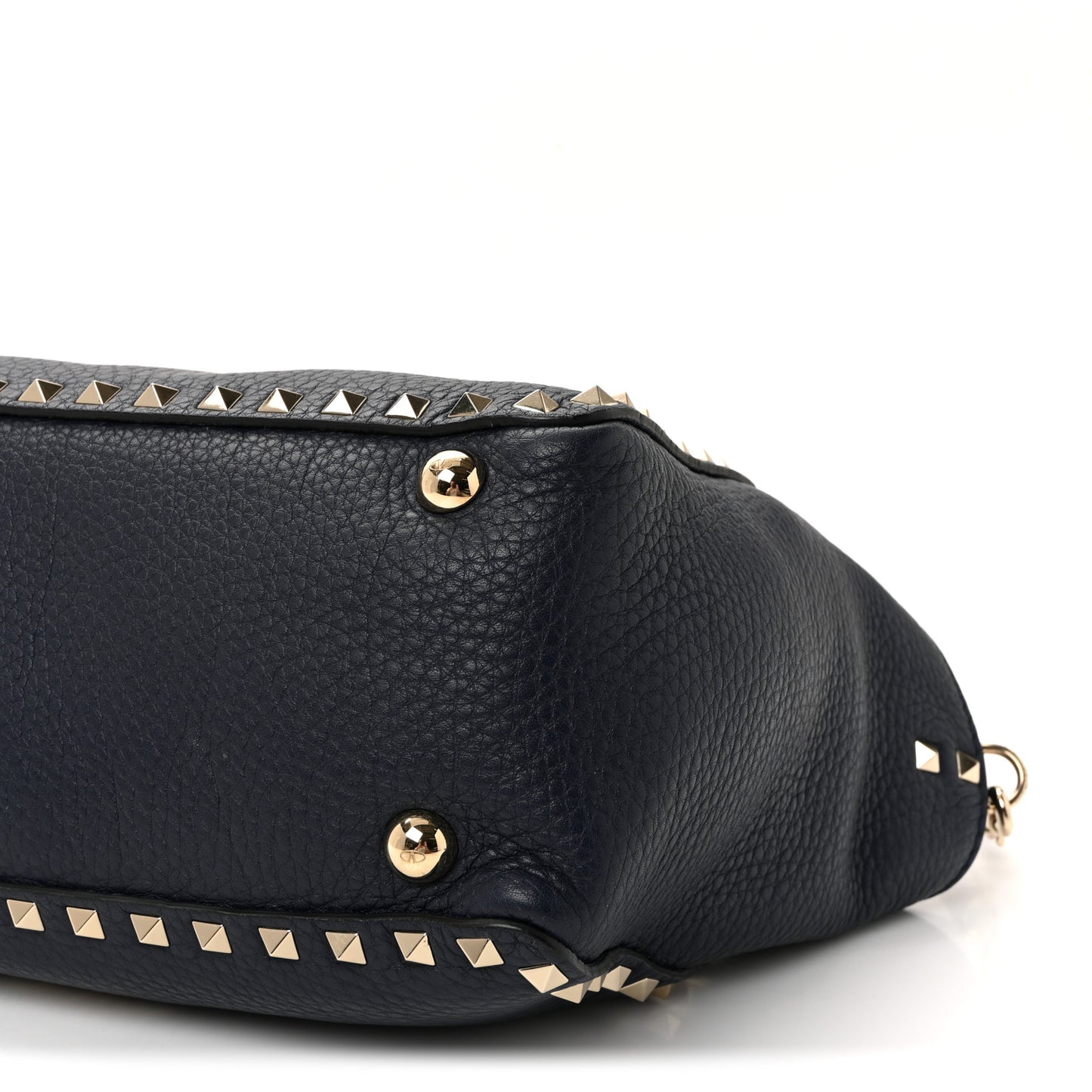 Pebbled Calfskin Small Rockstud Tote Deep Denim