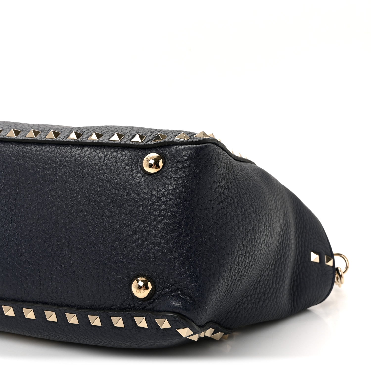 Valentino Garavani Pebbled Calfskin Small Rockstud Tote Deep Denim 9 of 9