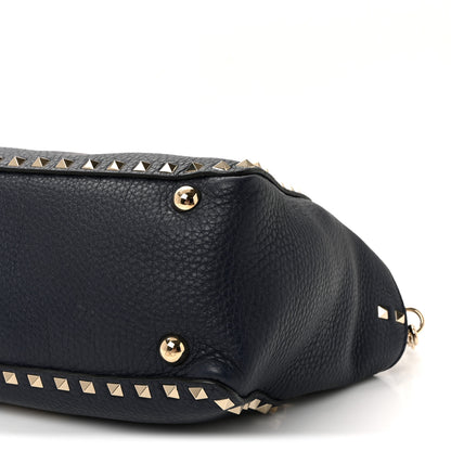 Valentino Garavani Pebbled Calfskin Small Rockstud Tote Deep Denim 9 of 9