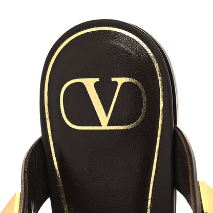 Valentino Garavani Calfskin Roman Stud Ankle Strap Flat Sandals 36.5 Dark Brown 8 of 8