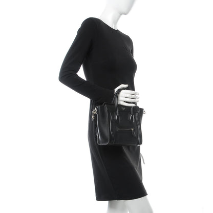 Celine Drummed Calfskin Nano Luggage Black 2 of 8