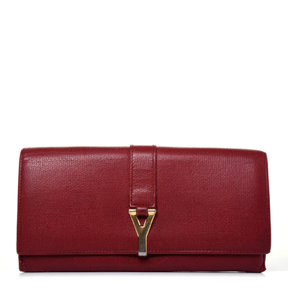 Saint Laurent Textured Calfskin Classic Y Ligne Clutch Red 1 of 25