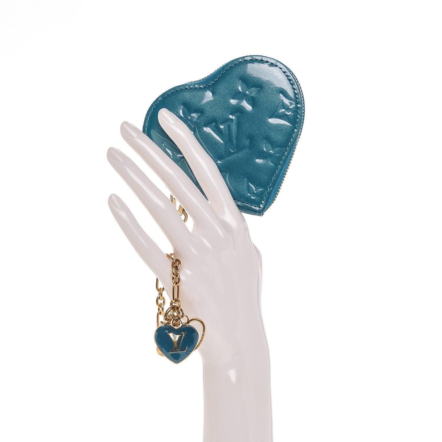 Louis Vuitton Vernis Heart Coin Purse Blue Galactic 2 of 6
