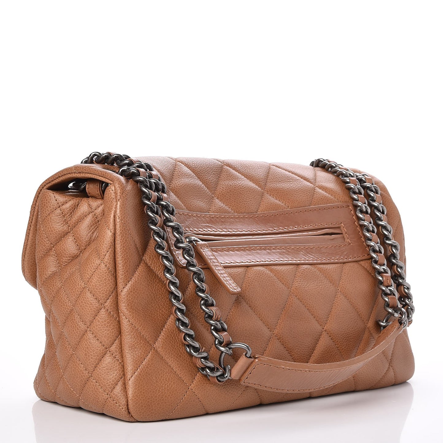 Caviar Quilted Coco Casual Flap Light Brown