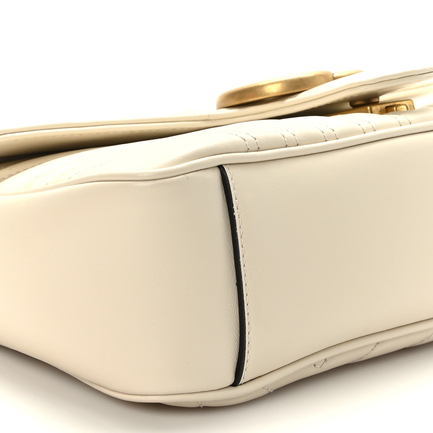 Calfskin Matelasse Small GG Marmont Shoulder Bag White