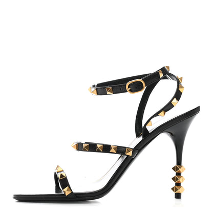 Valentino Garavani Goatskin Rockstud Sculpted Heel Ankle Strap 100mm Pumps 38.5 Black 1 of 7