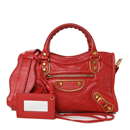 Balenciaga Agneau Gold Metallic Edge Hardware Mini City Rouge Rubis 1 of 10