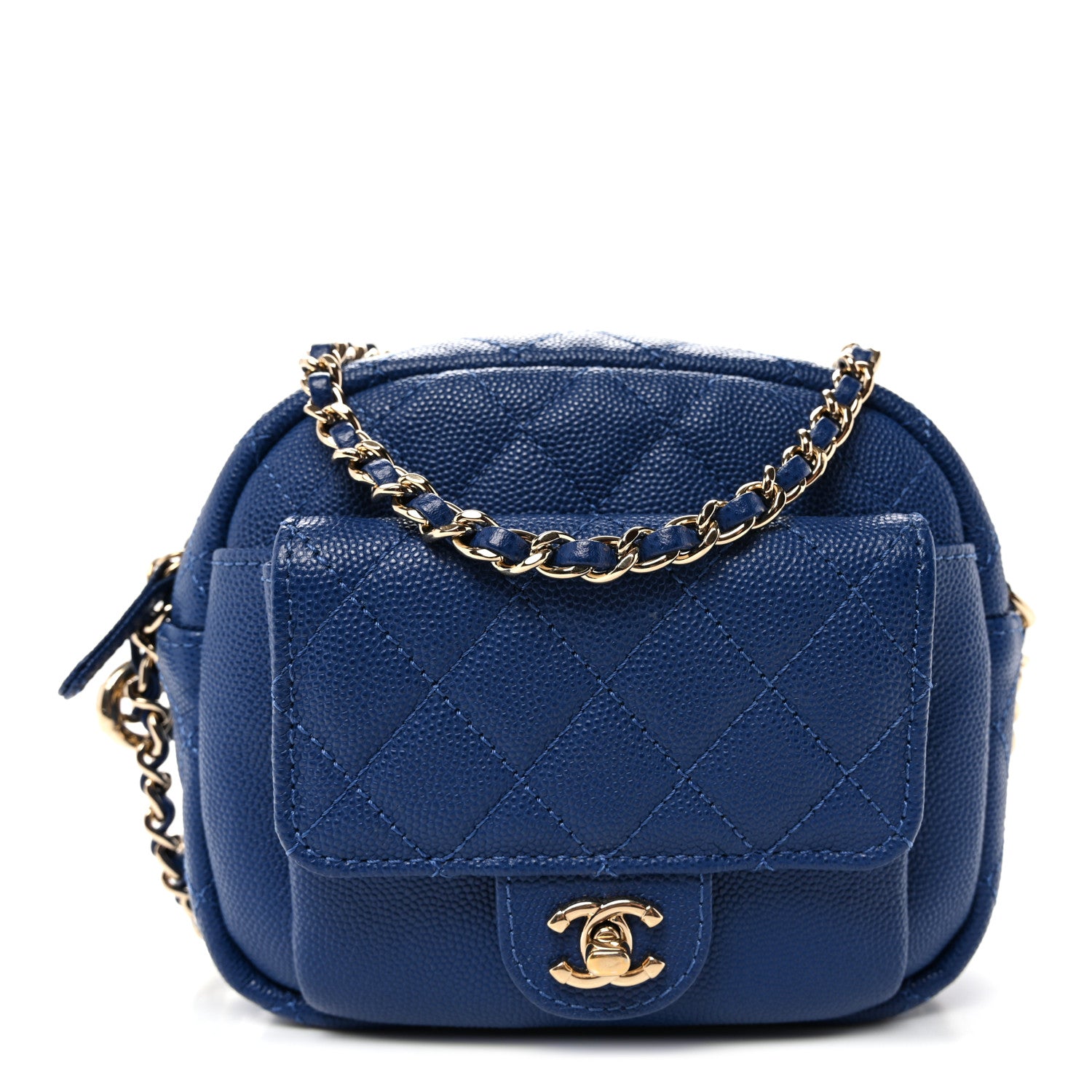 Chanel Caviar Quilted CC Day Camera Case Blue 1 of 10