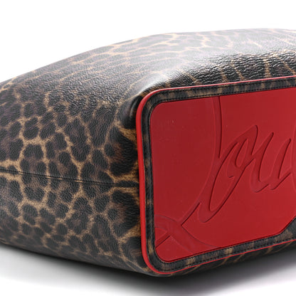 Christian Louboutin Calfskin Leopard Print Spikes East West Cabata Tote Brown 10 of 11