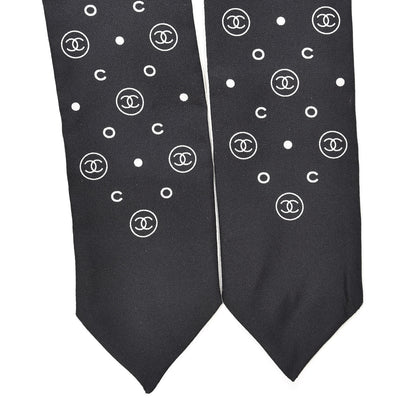 Chanel Silk CC Polka Dot Slim Bandeau Scarf Black Ecru 2 of 4