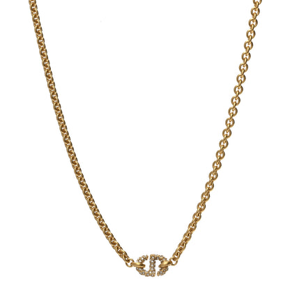 Christian Dior Metal Crystal Petite CD Choker Necklace Gold 1 of 4