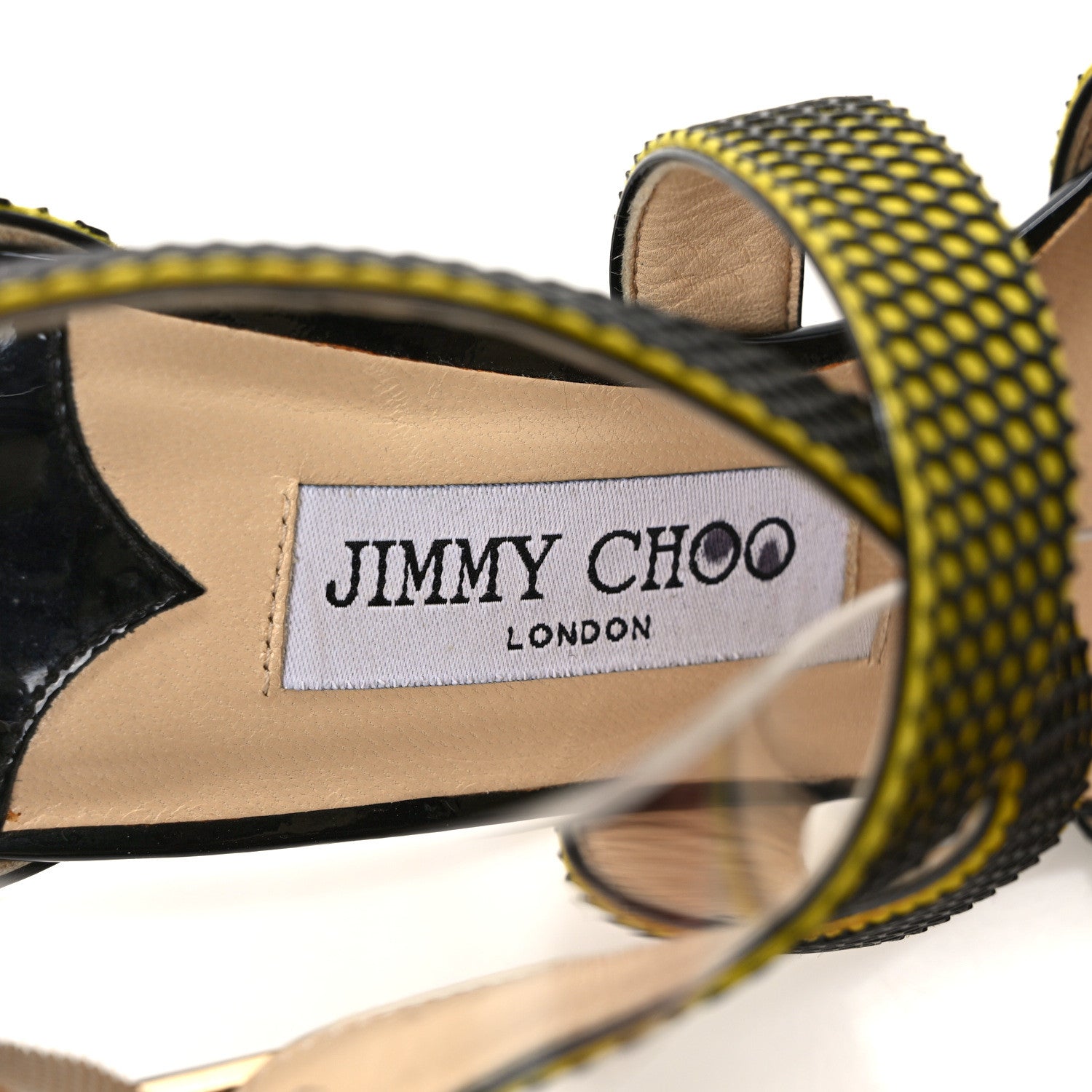 Jimmy Choo Suede Honeycomb Crisscross Sandals 37 Acid Yellow 7 of 7