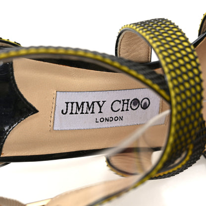 Jimmy Choo Suede Honeycomb Crisscross Sandals 37 Acid Yellow 7 of 7