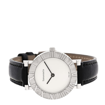 Tiffany Sterling Silver Calfskin 29mm Atlas Quartz Watch Black 2 of 4