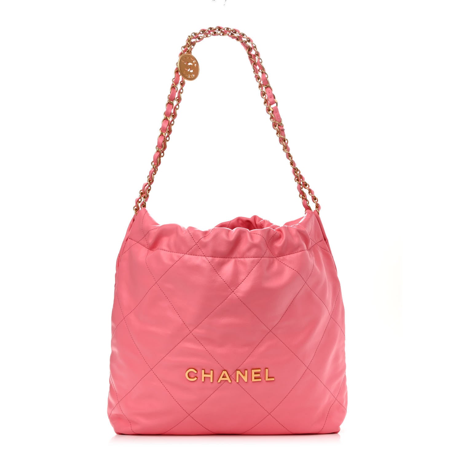 Chanel Shiny Calfskin Quilted Small Chanel 22 Coral Pink 3 of 12