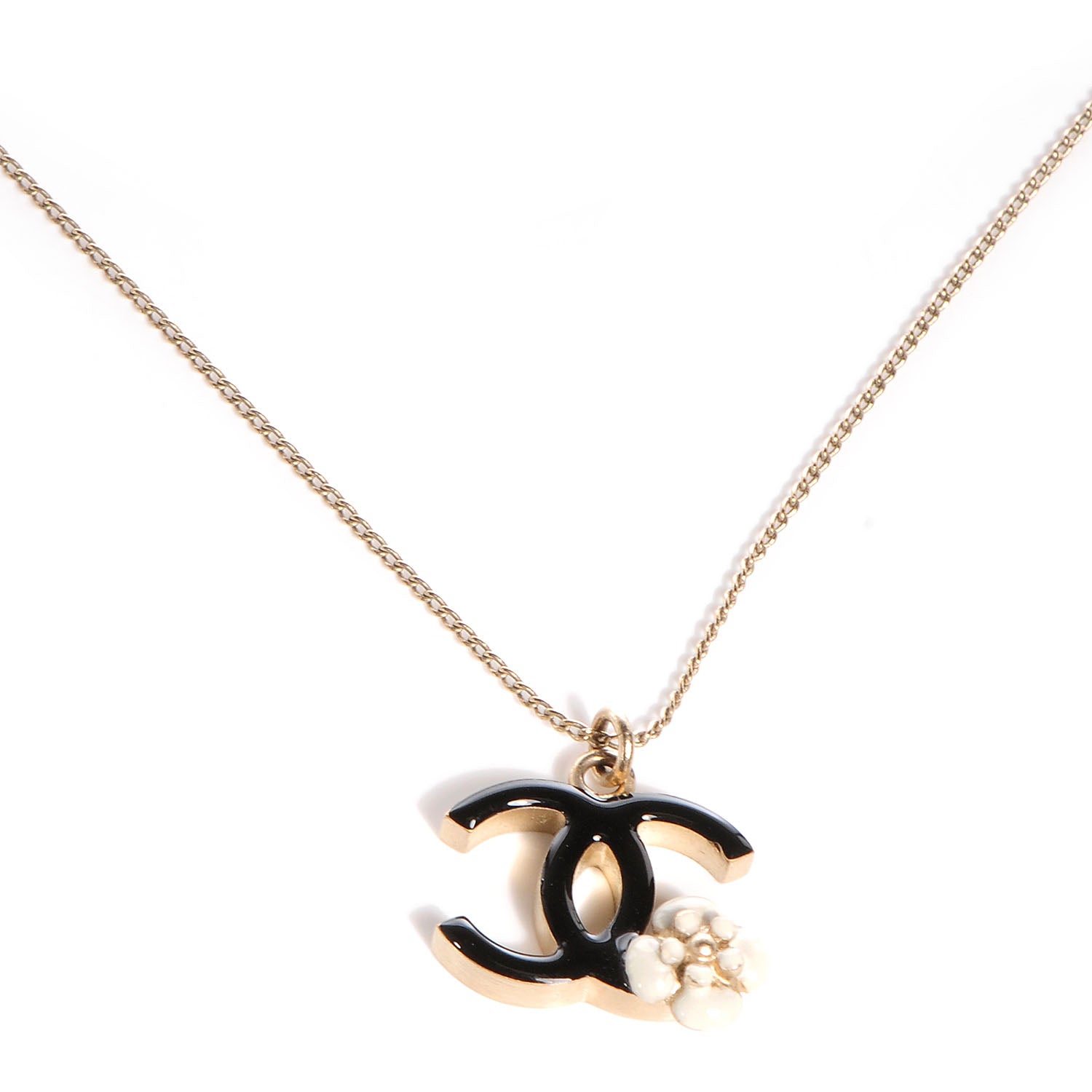Chanel Enamel CC Camellia Necklace Black 1 of 5