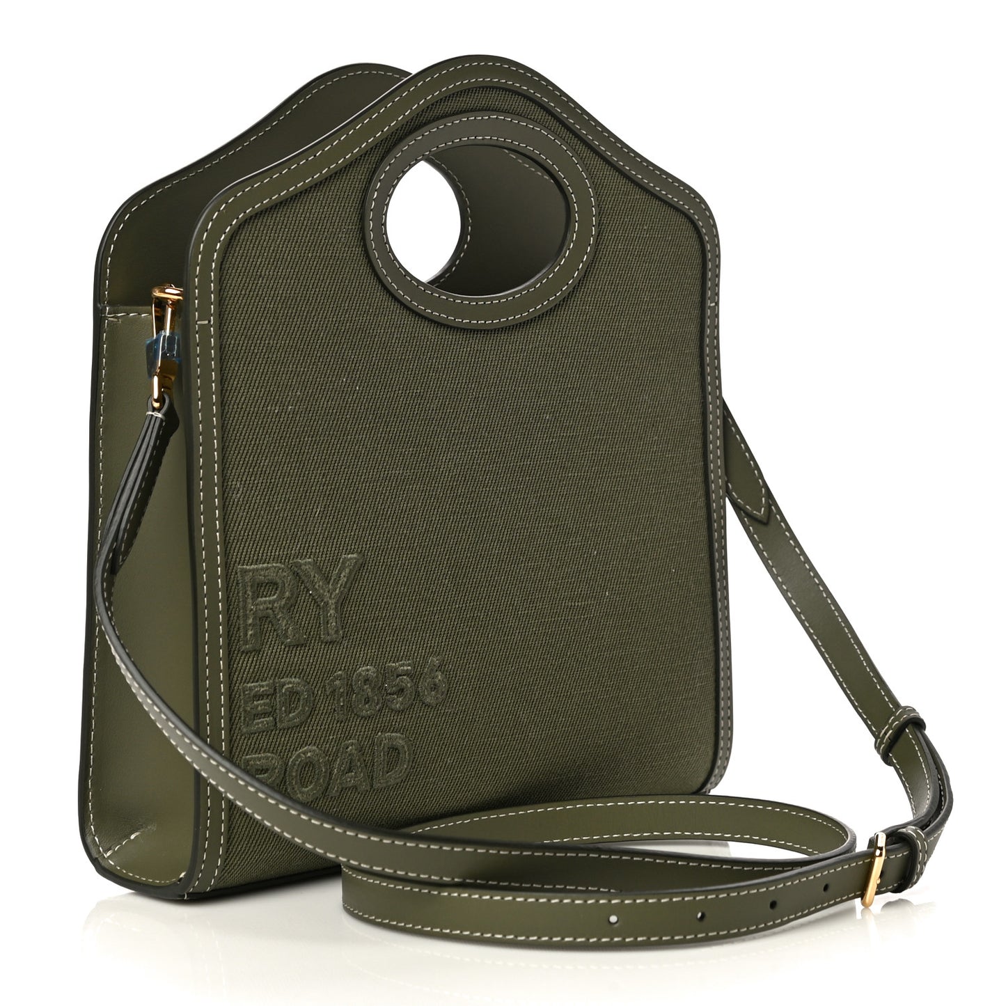 Canvas Calfskin Horseferry Print Mini Pocket Bag Dark Fern Green