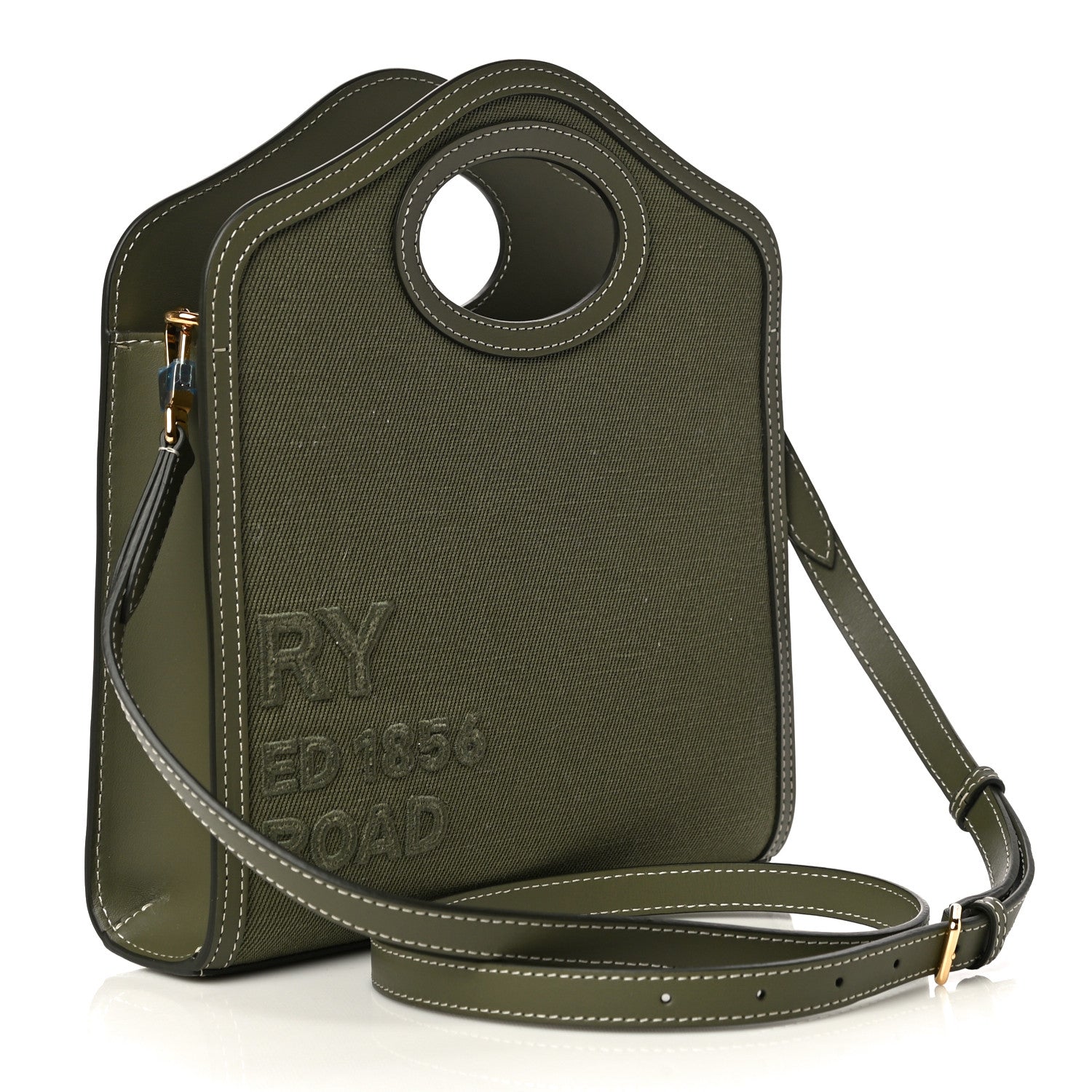 Burberry Canvas Calfskin Horseferry Print Mini Pocket Bag Dark Fern Green 3 of 10