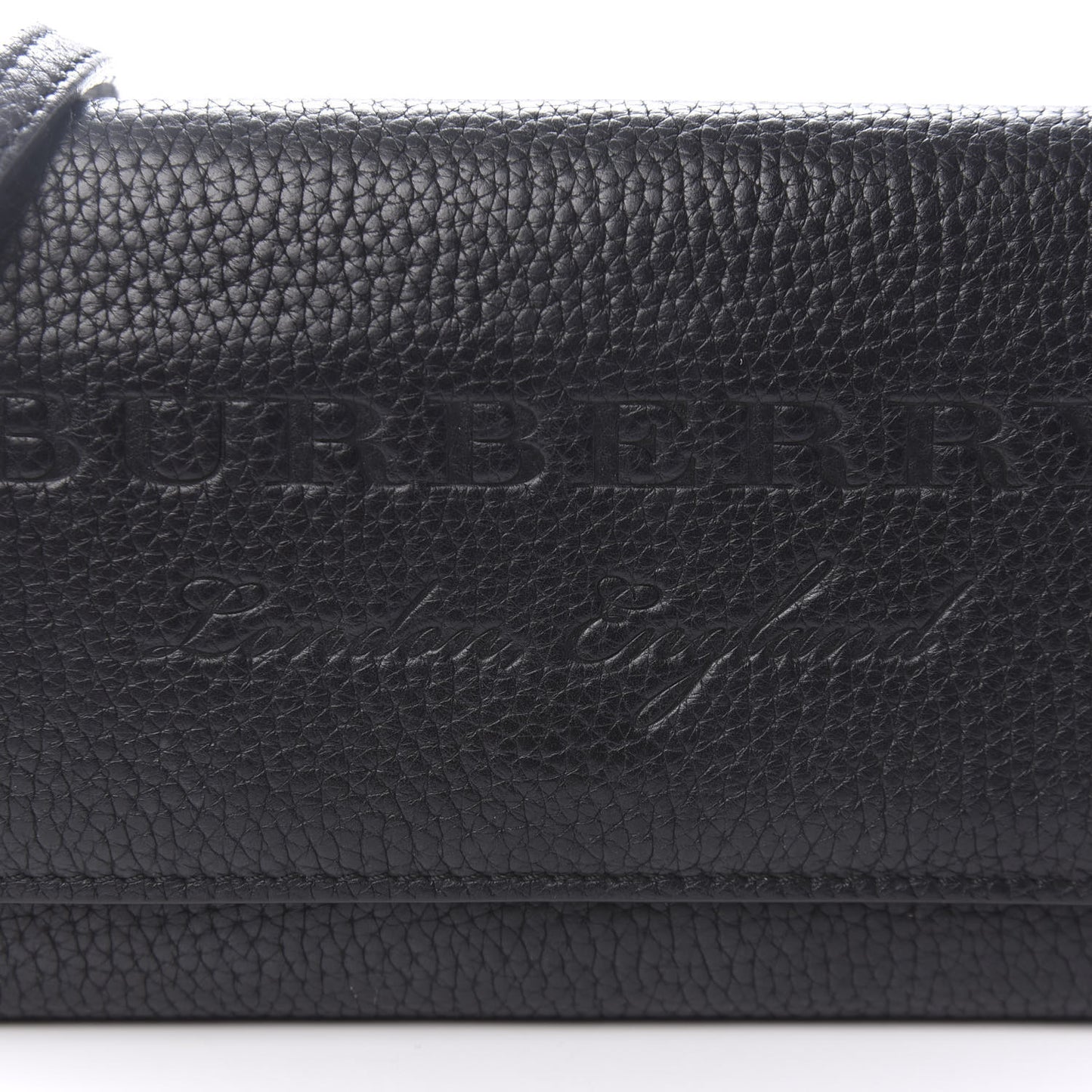 Calfskin Logo Embossed Chain Wallet Black