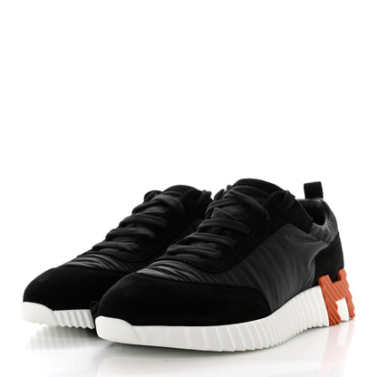 Hermes Parachute Fabric Suede Goatskin Bouncing Sneakers 38 Black 3 of 8