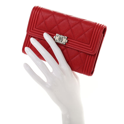 Chanel Caviar Quilted Medium Boy Flap Wallet Red 2 of 8