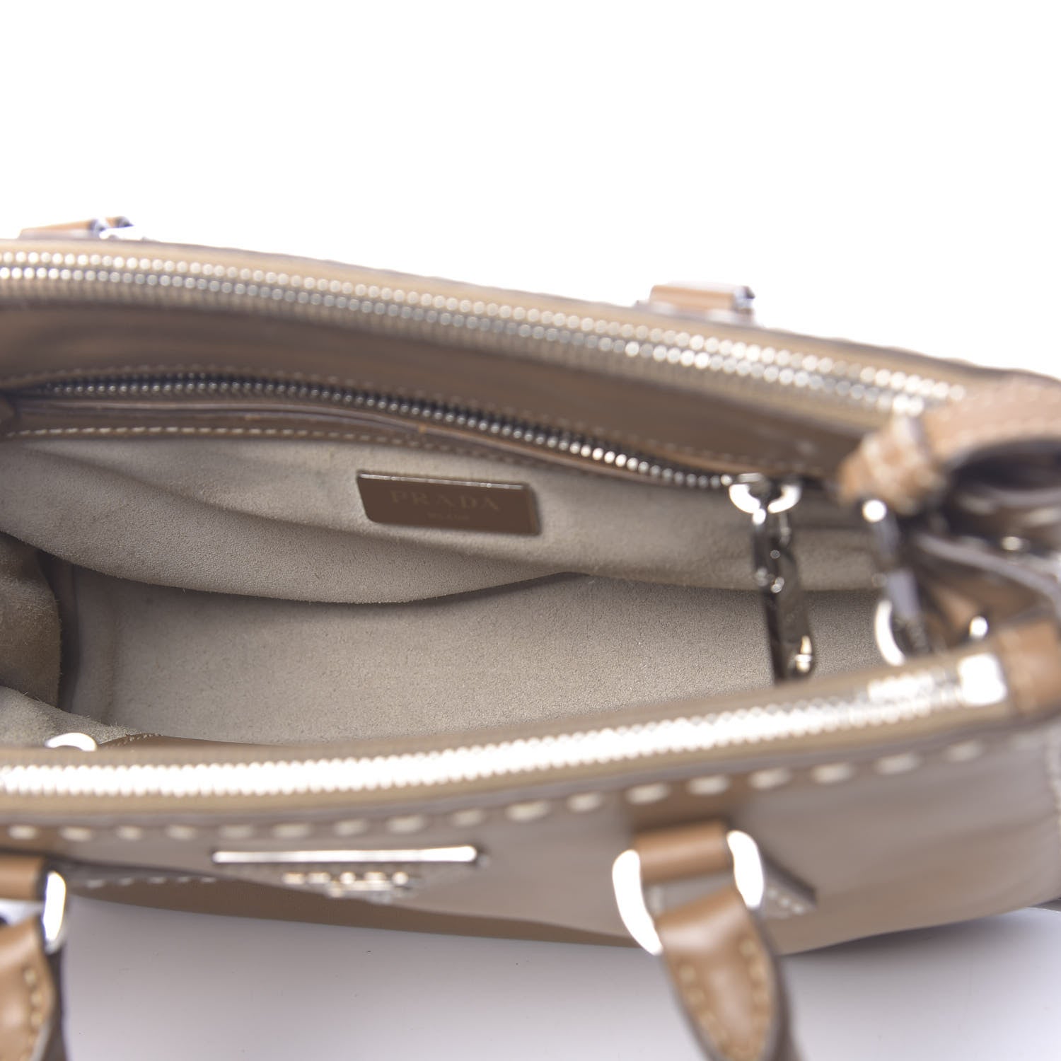 Prada City Calf Mini Hand Stitched Galleria Double Zip Tote Caramel 5 of 18