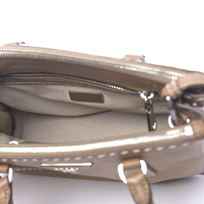Prada City Calf Mini Hand Stitched Galleria Double Zip Tote Caramel 5 of 18