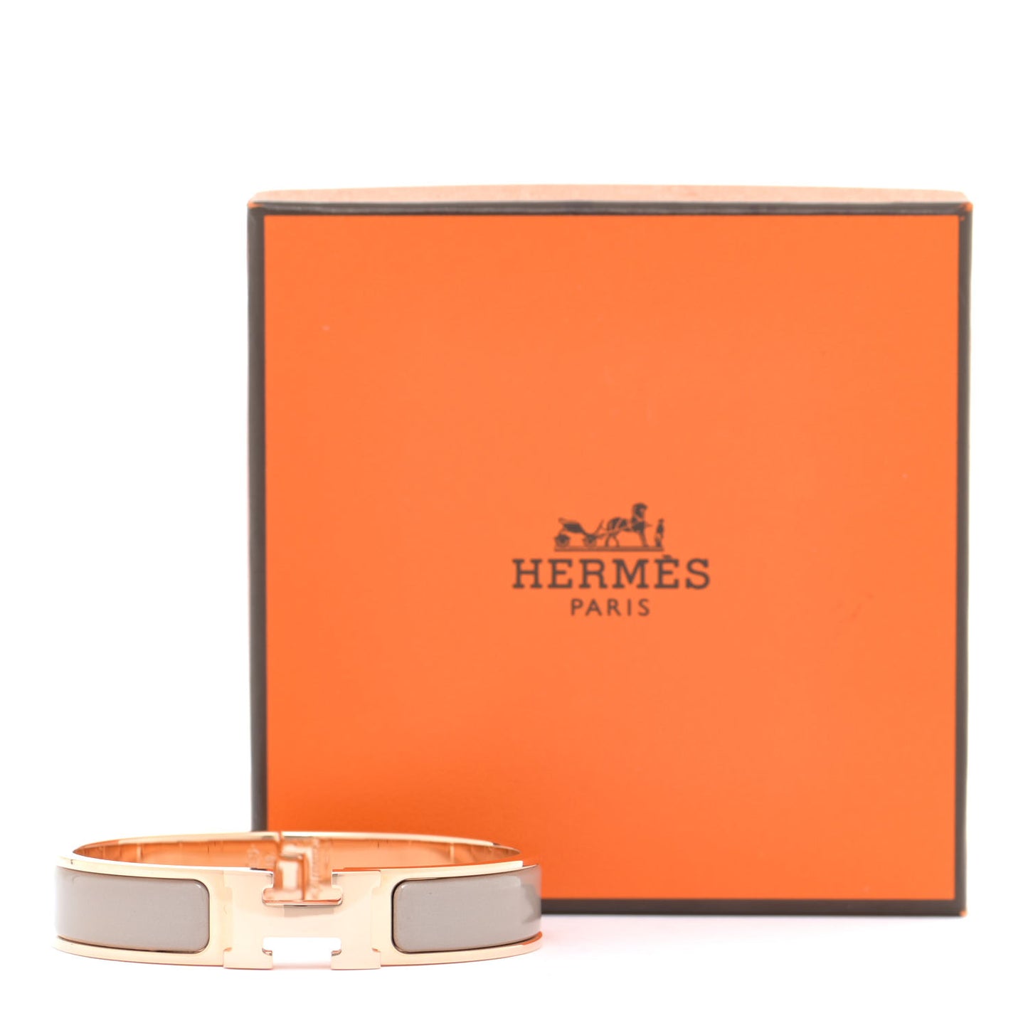 Enamel Narrow Clic Clac H Bracelet PM Marron Glace