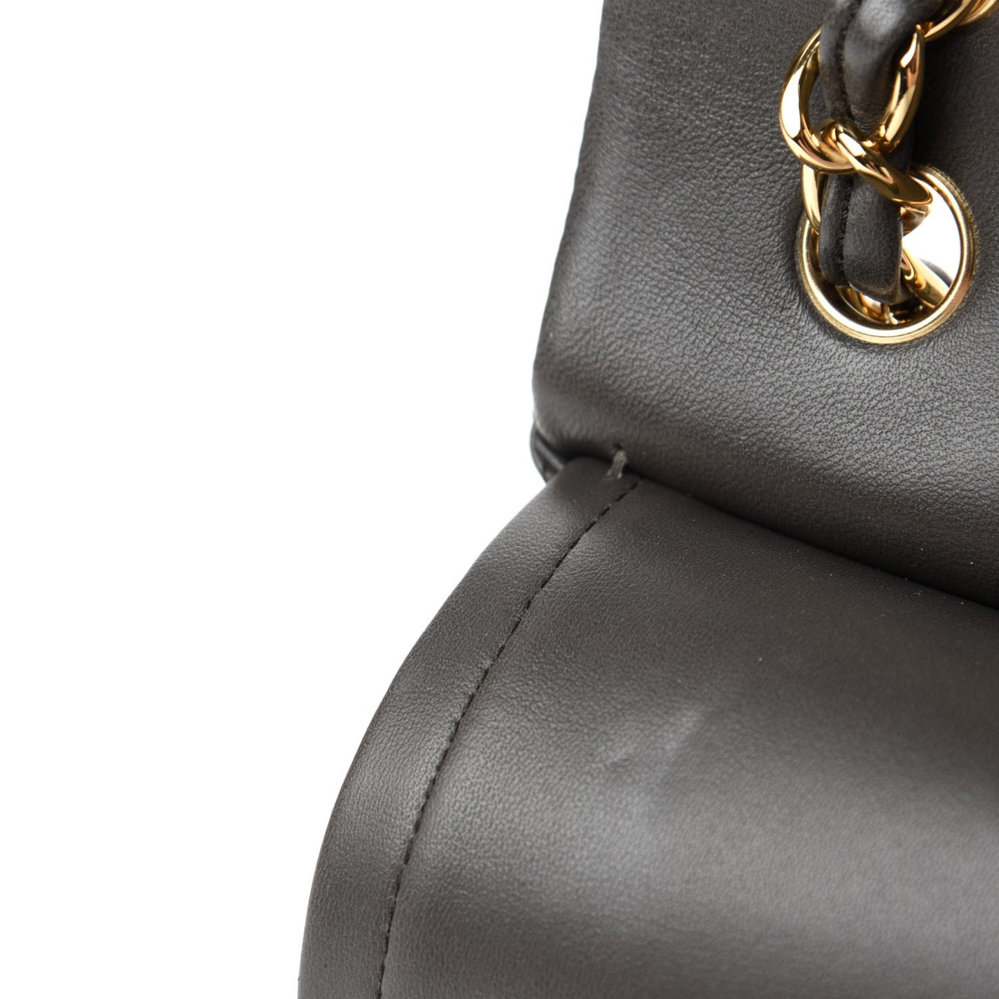 Lambskin Quilted Jumbo Double Flap Grey