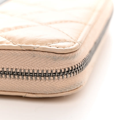Chanel Aged Calfskin Quilted Small Gabrielle Zip Around Wallet Beige Black 11 of 15
